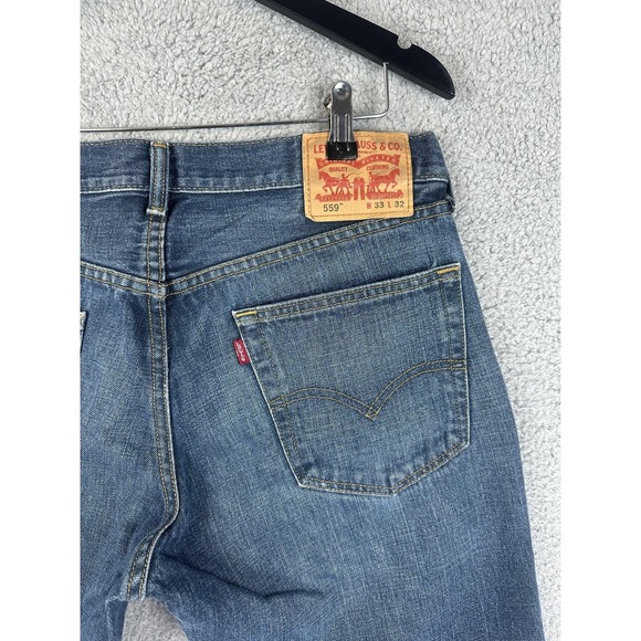 Levis 559 Jeans Mens 33x32 Blue Denim Straight Fit Classic Cotton Pants Med Wash